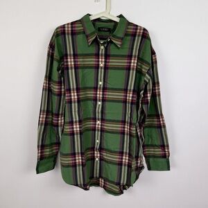 Lauren Ralph Lauren Green Purple Plaid Shirt L